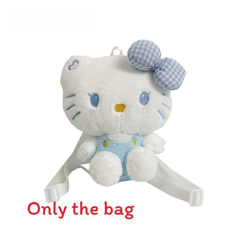 

Backpack With Plush Checkered Bow Design For School And Use Leisure синий