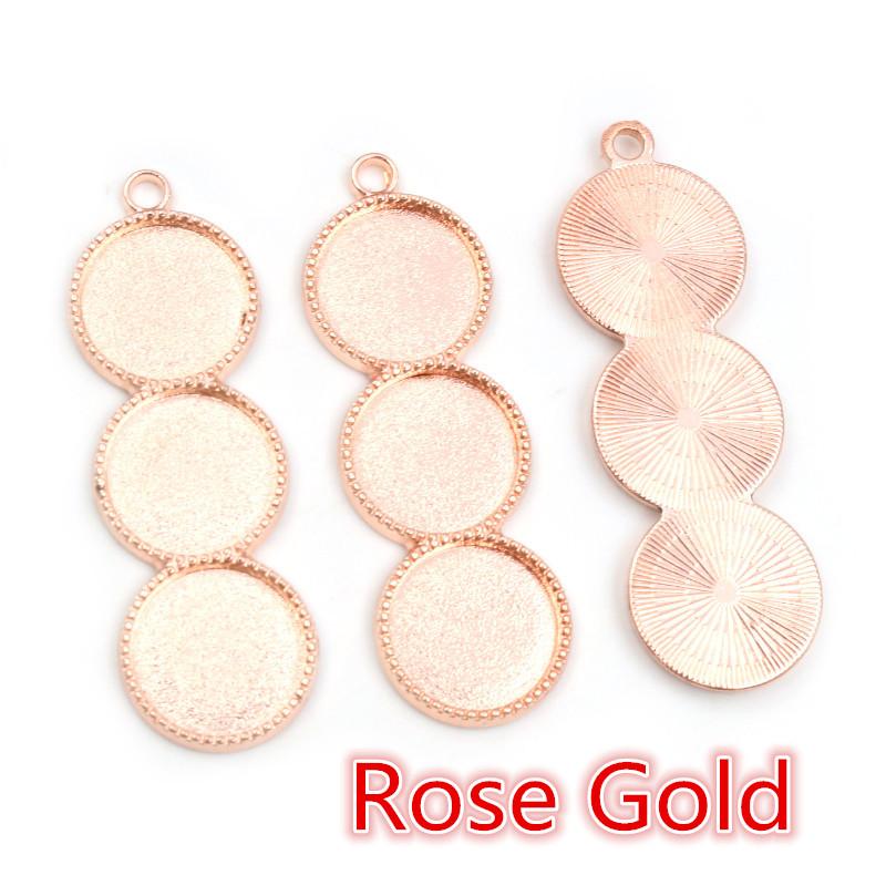 10pcs 12mm Inner Size Three Cameo Cabochon Blank Base Setting Pendant Bezel Trays DIY Necklace Pendant Jewelry Findings