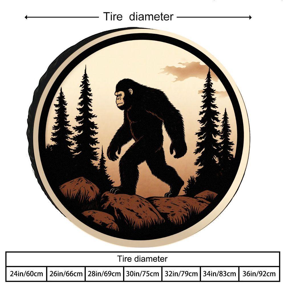 Vintage Footprint Tire Cover Compatible For RV, Truck, Car - Heavy-Duty Polyester Spare Wheel With All-Weather Shield, Easy Inst