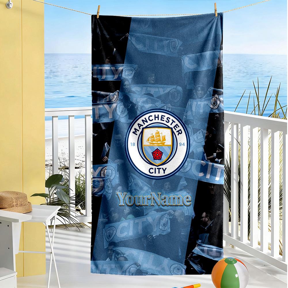 Manchester City Personalized Text Beach Towel Soft Durable Quick-Dry