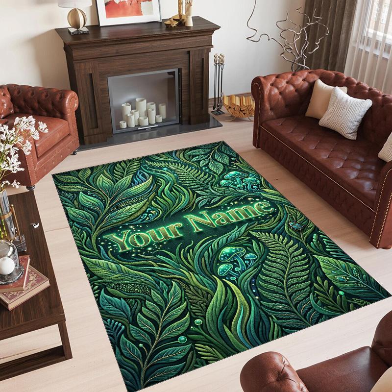 Witchcraft Theme Crystal Velvet Rug Personalized Custom Name Text Soft Floor Mat Home Decor