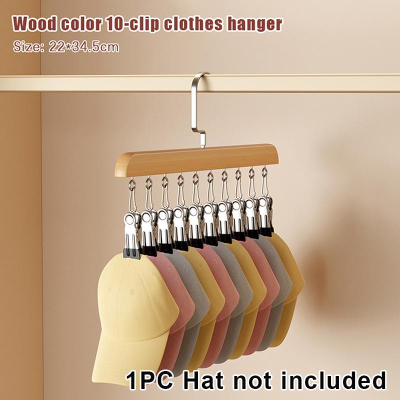 #1/2PCS Versatile Wooden Hat Organizer Rack With Hooks Caps Belts Ties Storage Space-Saving Home Retail Display Clothes Storage