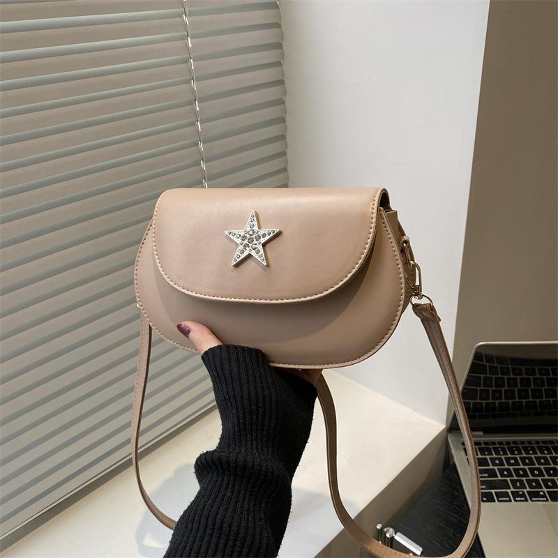

Summer new trend high value fashion shoulder messenger bag five-pointed star solid color casual bag хаки