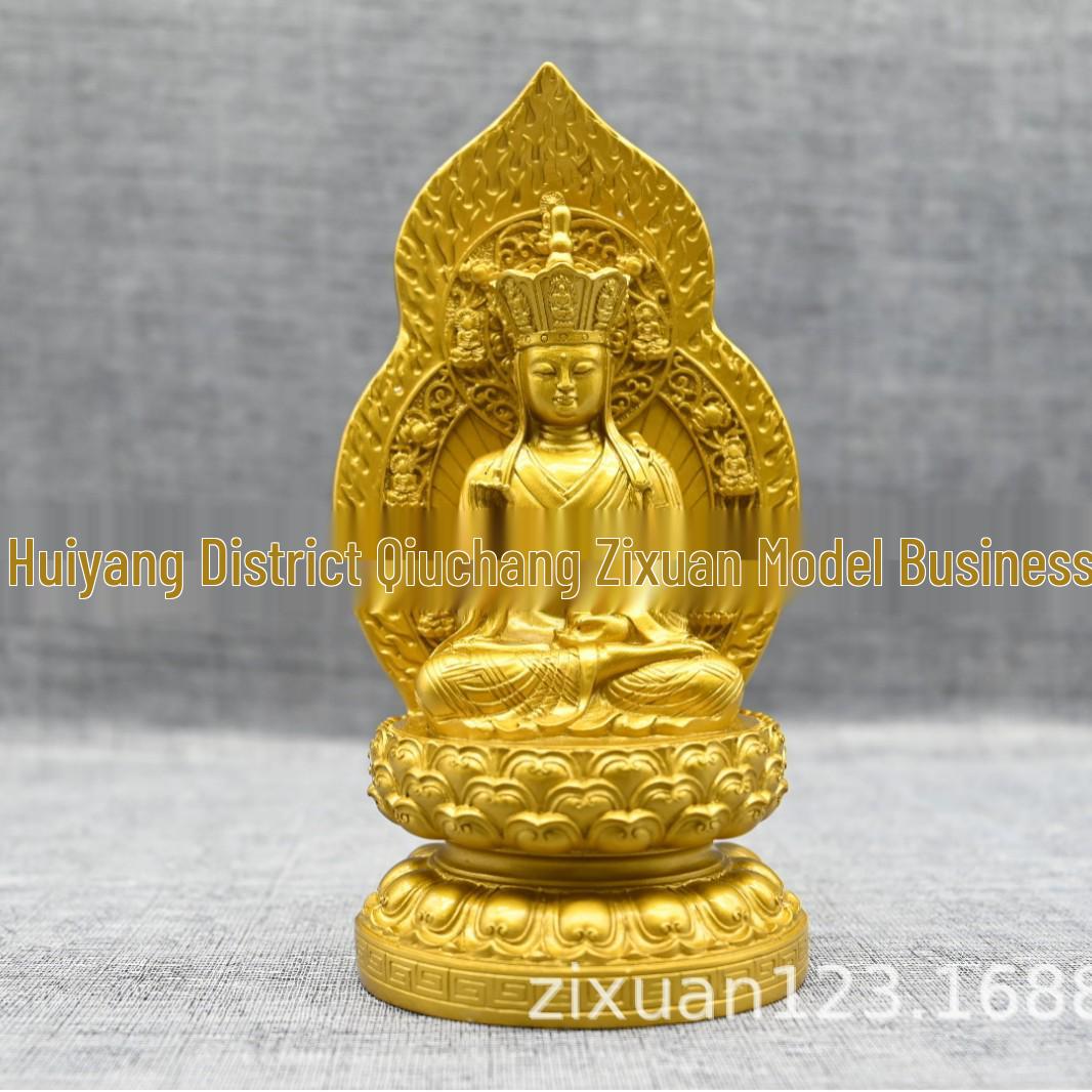 Blue Medicine Buddha Statue - Imitation Glaze Amitabha Buddha Temple Figurine for Home Decor 9x8x18 cm