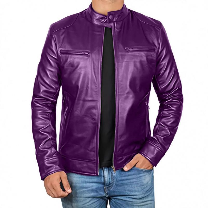 Men's Vintage Fashion Jacket Stand-Up Collar Motorcycle Jacket Slim Fit Multi-Pocket Jacket Spring Summer
