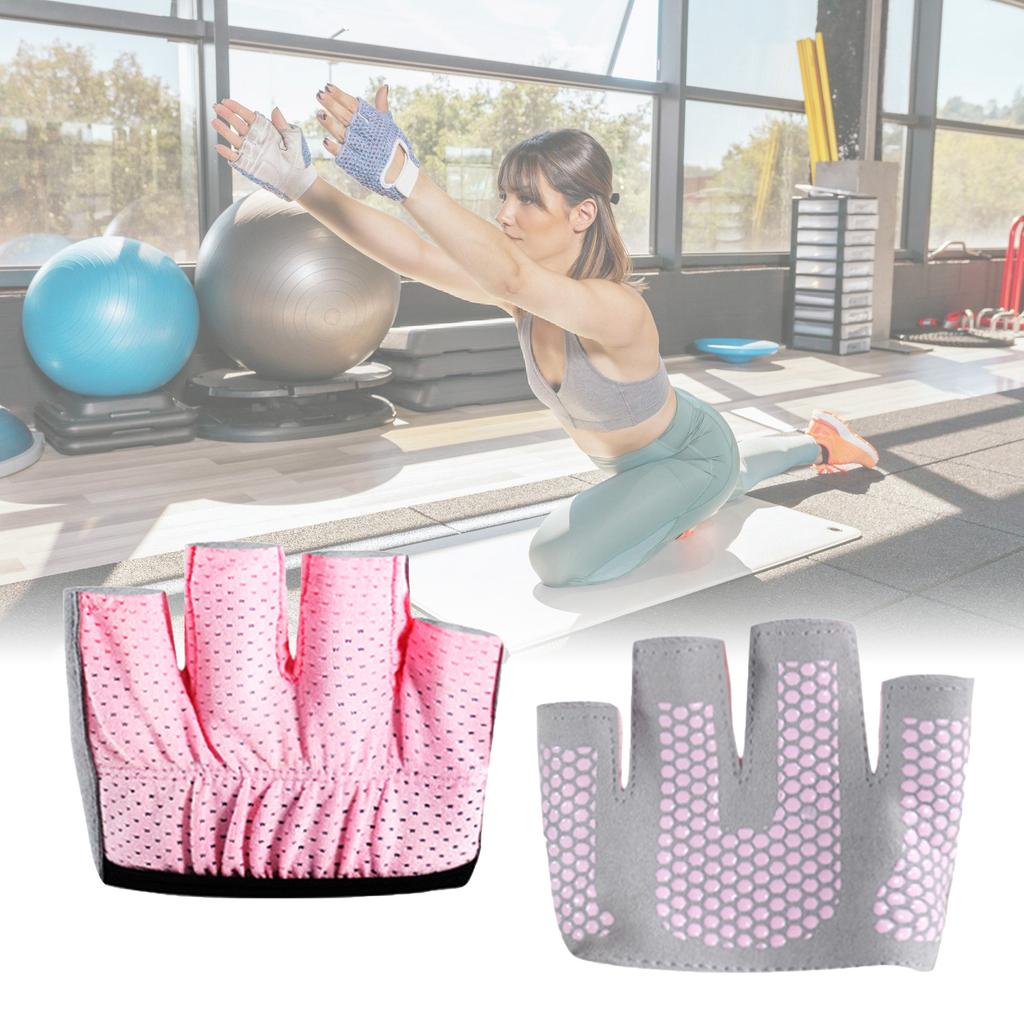Women Fitness Gloves Four Finger Yoga Grip Gloves Half Finger Pilates Gloves for Gym Weightlifting Hanging Cycling Yoga