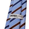 Michiko London Bonded Fabric with Lining for Made In KOSHINO Striped Silk Wrinkle-Resistant Volume, Japan, Tie, 100% Silk, Unisex, MKJ-025 (Blue)