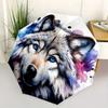 1 Stück Blauäugiger Wolf Vollautomatischer Faltbarer Tragbarer Regenschirm, 8 Eisenstäbe, Dreifach faltbares Design, Geeignet für Alle Jahreszeiten, Geeignet für den Außenbereich