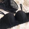 Sexy Lace Flowers Embroidery Underwear Set for Women Comfort Thicken Cup Push Up Bra Detachable Strap Top Bralette Lingerie Sets