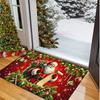 Santa Claus Holiday Doormat, Polyester Non-Slip Machine Washable Fade Resistant Low Pile Rug for Multi-Room Home Decor