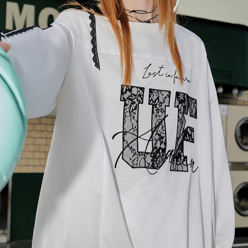 UNIFREE Ballet Mesh Off-Shoulder Sweatshirt