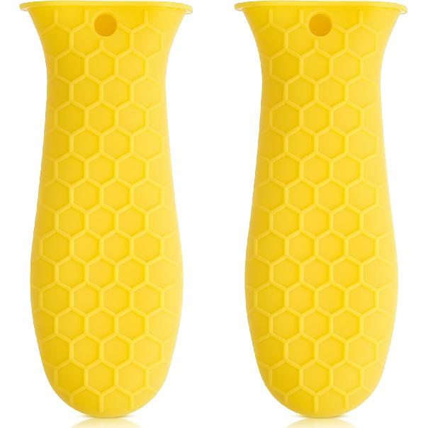 Patelai 2pcs Silicone Handle Cover for Cast Iron Skillet Kitchen Silicone Handles for Pots and Pans Non-Slip Pot Holder Sleeve for Fry Pan Griddles