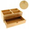 Bamboo Box Organizer Container For Nail Polishes And Cosmetics With 4 Compartments