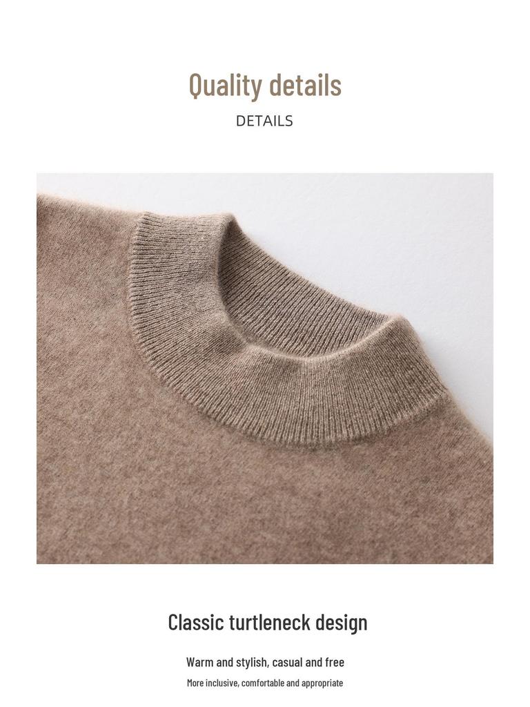 Men's 100% Pure Mountain Half-Cashmere High Neck Knit Sweater - Thickened for Autumn/Winter