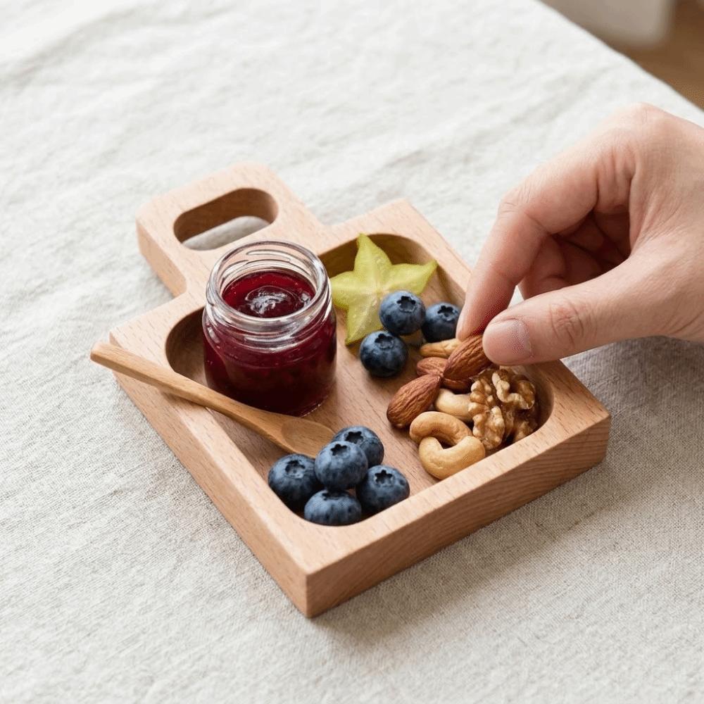Square Handled Dish Wooden Snack Plate Durable Pastry Tray Food Arrangement
