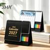 Monthly Schedule Organizer Desk Calendar 2027, Standing Flip Desktop with Sticker Portable Coil Bound Planner Notepad, Twin-Wire Binding 12