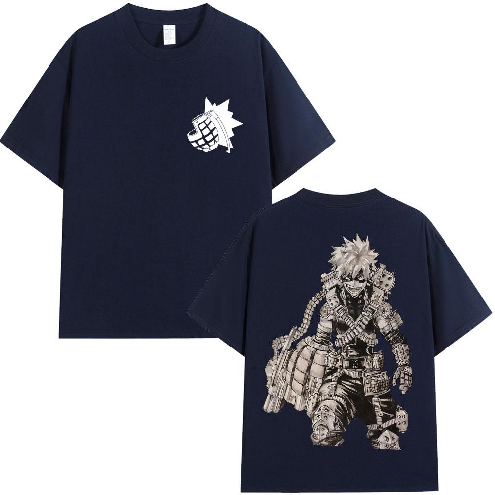 Anime My Hero Academia Katsuki Bakugo T Shirts Men's Harajuku Manga Summer T Shirt Oversized Cotton O-Neck T-shirt