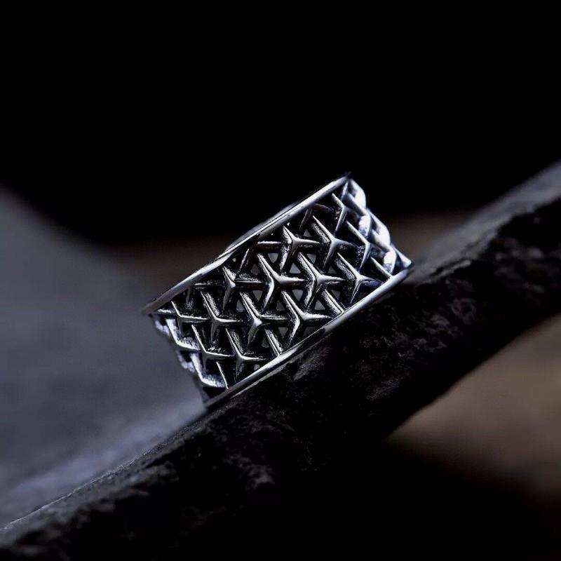 Adjustable Open Ring Men Women Vintage Geometric Cutout Design Minimalist Statement Band