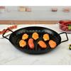 Round Wave Grill Tray for Outdoor Picnic Camping Non BBQ Cooking Basket Portable Carbon Steel Barbecue Grill Pan 37.1x30x4cm