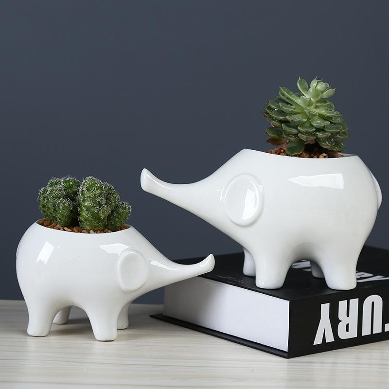 Cute Cartoon Animal Elephant Succulent Flower Pot Simple Creative Desktop Plant Decoration Ceramic Flower Pot