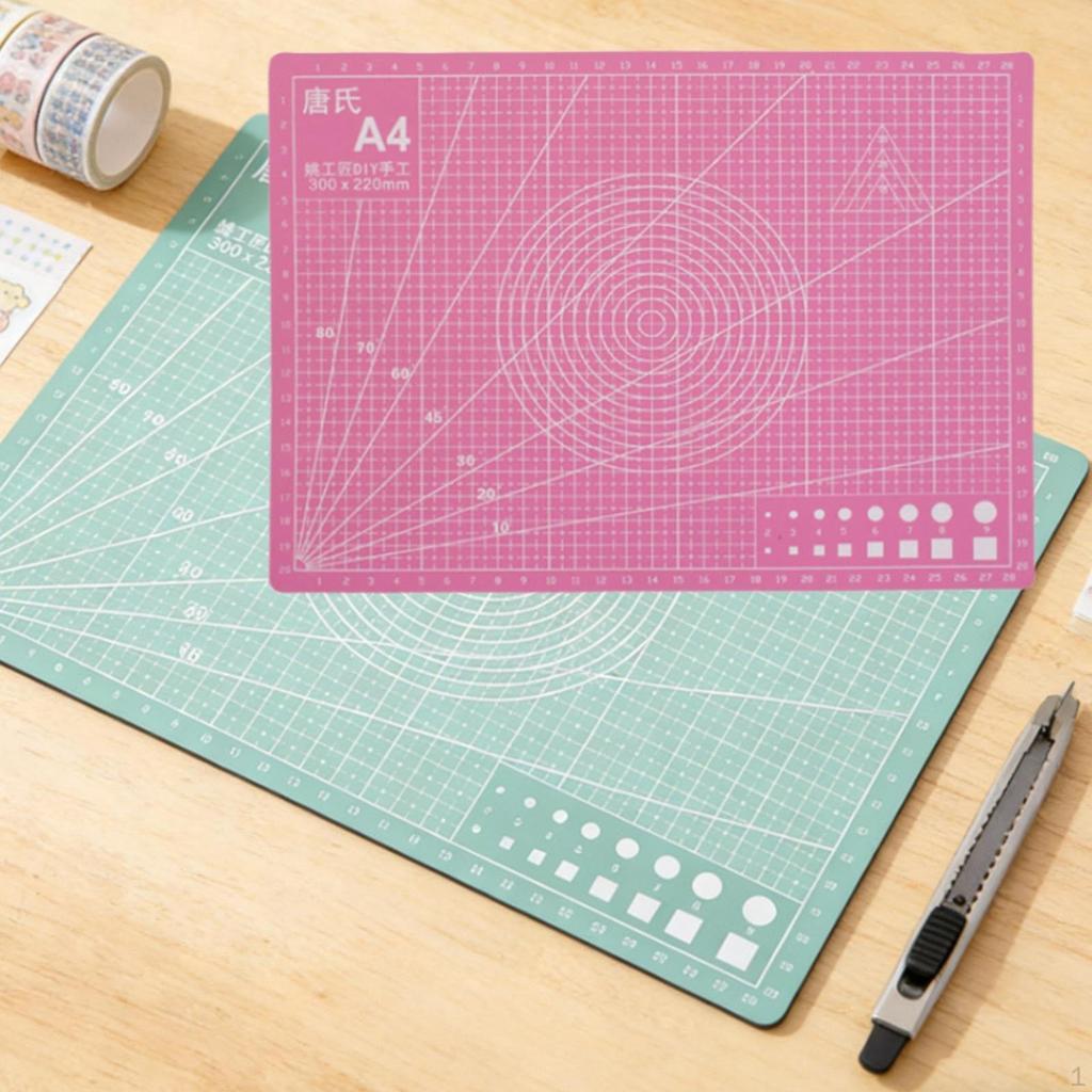 Cutting Pad Double Sided Gridded Table Protector PVC Material Clear Measurement Lines