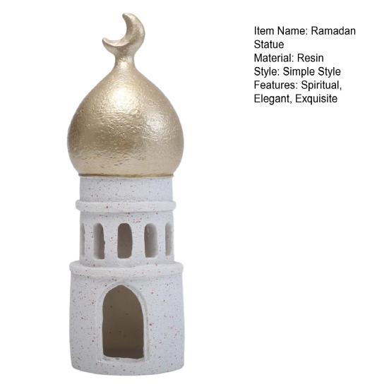 Ramadan Resin Art Statue Islamic Mosque Cultural Ornament Handcrafted Mosque Models Tower Decoration for Eid Home Office Ramadan Mubarak Gift