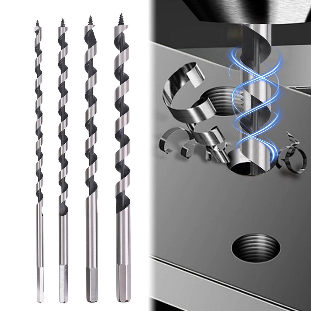 1/3x Extended Auger Drill Bit for Wood Door Lock Reaming Carbon Steel Hexagonal Handle Deep Hole Spindle Drill Bits 6/8/10/12mm