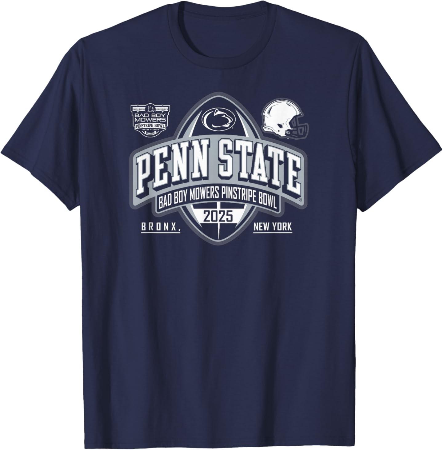 Penn State Nittany Lions Pinstripe Bowl Football Icon T-Shirt S