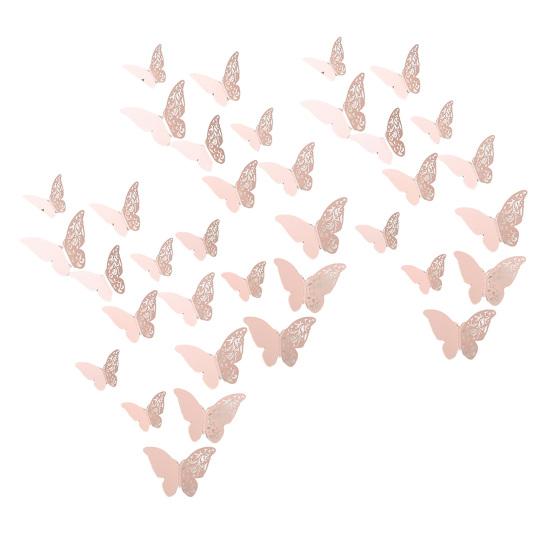 36Pcs 3D Butterfly Wall Decoration Hollow Wing Paper Butterflies Shape Sticker Home Office Living Room Bedroom Wall Ornament