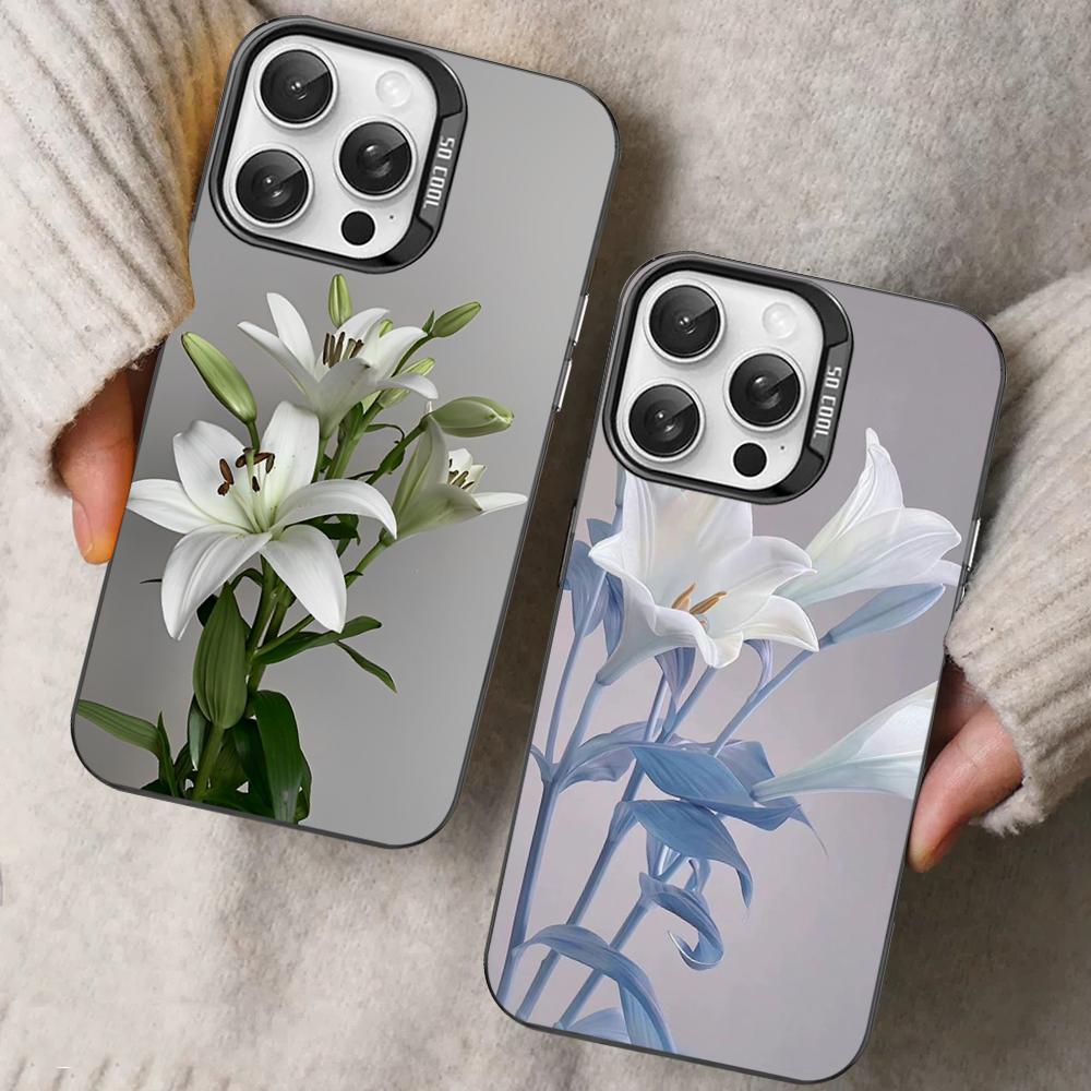 Lily Flowers Phone Case For iPhone 16 15 14 13 12 11 Pro Max X XR XSMAX 8 7 Plus Matte Shockproof Back Cover