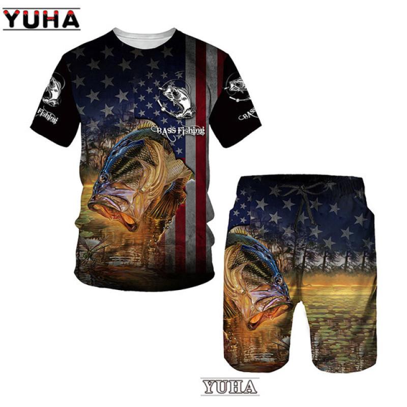 Karpfen Angeln 3D Gedruckt Sommer Lustige T-shirt Shorts Set männer Sportswear Trainingsanzüge O Hals Kurzarm Coole Männer der Kleidung
