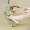 French Square Head Empty Single Shoes 2025 New Summer High-heeled Bag Head Sandals Women's Word with Thick Heels High Heels