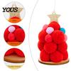 Plush Ball Ornaments Christmas Tree Ornament, Cute Pom Balls Tree-Shaped Hanging Pendant Multicolor Baubles with Star Topper for Wreath Home