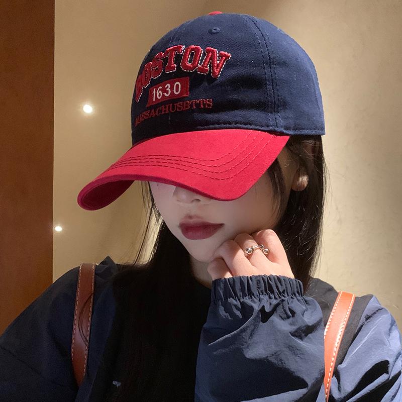 Cotton Baseball Cap Punk Letter Prints Embroidery Patchwork Peaked Hat Girls Outdoor Use Sportss Long Brim Sun Protection Hat Women Hip Hop