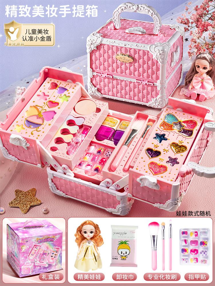 Kinderen wasbare make-up meisjes speelgoed - Kinderen make-up kit voor meisjes, echte make-up set, kleine meisjes make-up kit voor peuters kinderen pr