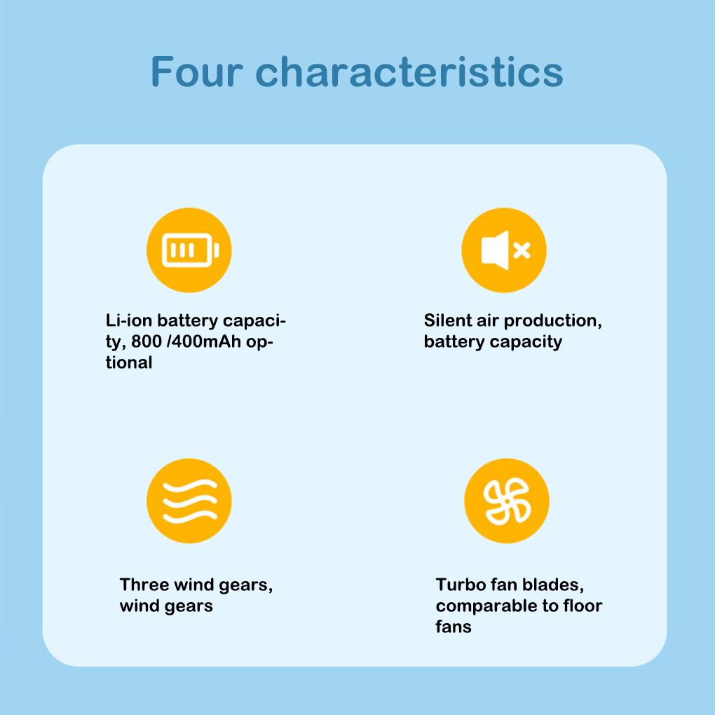 Mini Handheld Fan Usb Rechargeable Air Cooling Outdoor Long Battery Tabletop Gift for Travel Shopping Car Office