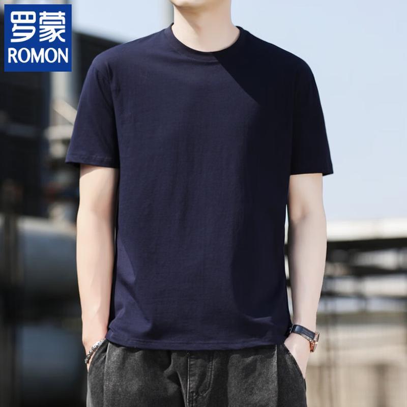 ROMON Men's Summer Lightweight Crew Neck Cotton T-Shirt