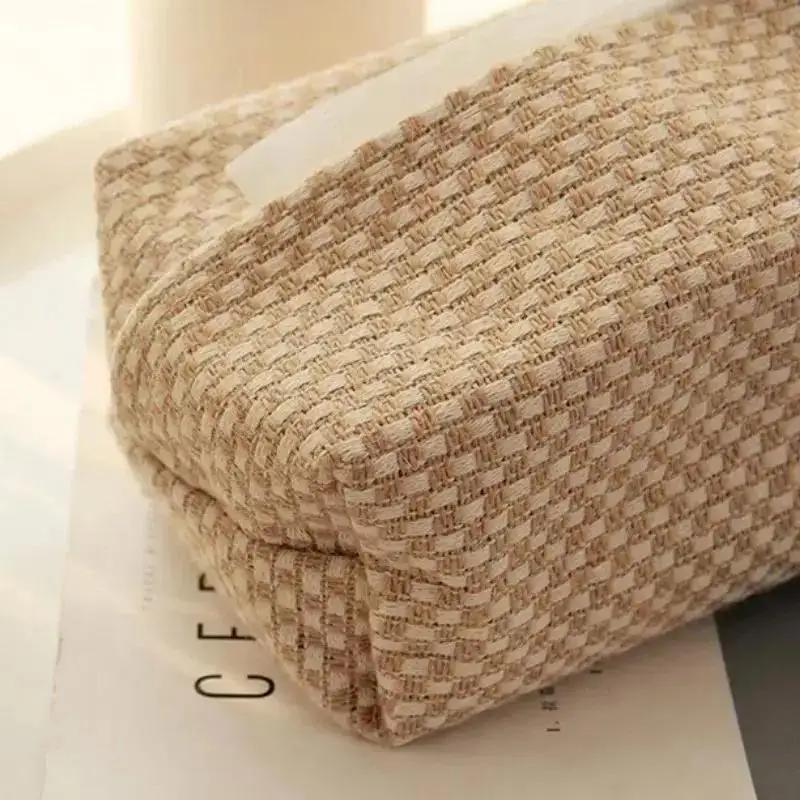 Creative Home Living Room Dining Table Tissue Boxes Cotton Linen Cloth Art Tissue Box Simple Paper Box Storage Bag Home Supplies
