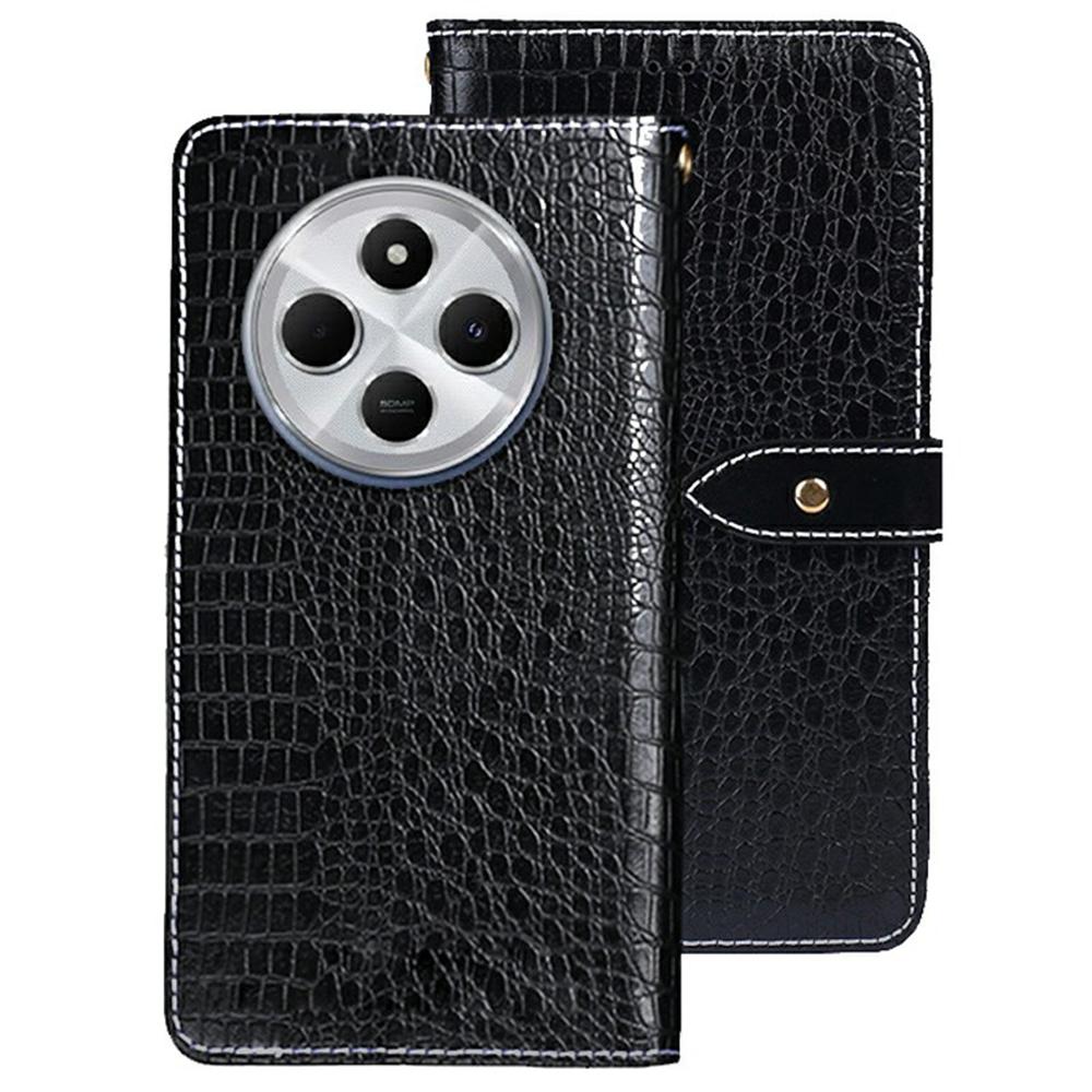 

IDEWEI Чехол для Xiaomi Poco C75 4G/Redmi 14R 5G/14C 4G, чехол-книжка из ПУ-кожи с текстурой крокодила A