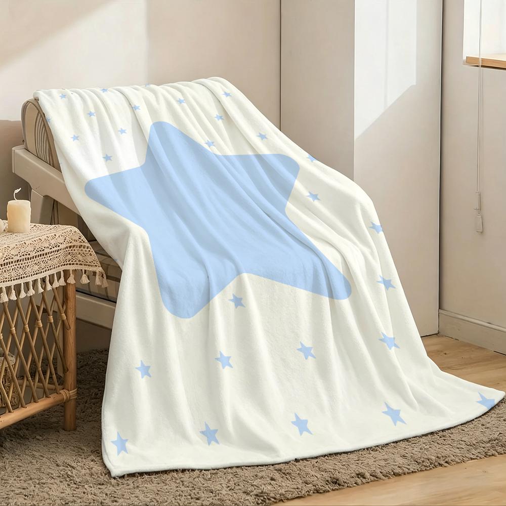 Ins Cute Sstar Throw Lightweight 240G Flannel Blanket Soft Skin-Friendly For Summer Cooling