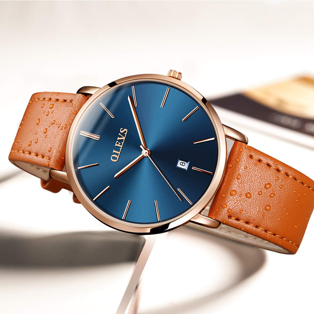 Men's Ultra-Thin 6.5mm Watch, Simple, Fashionable, Casual, Business Watch with Japanese Quartz Movement, 40mm Dial, Genuine Leather Band, Unisex