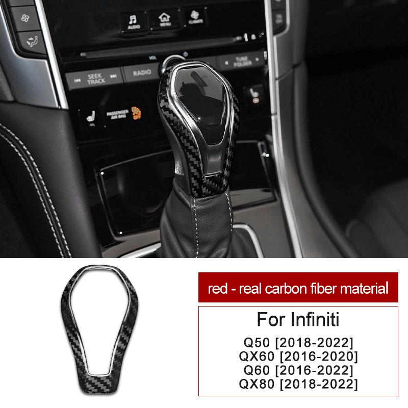Carbon Fiber Trim For Infiniti Q50 Q60 QX60 QX80 2018-2022 Gear Shift Knob Protector Cover Car Interior Decoration Accessories