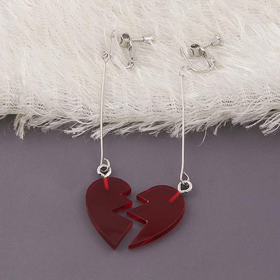 1 Pair Dangle Earrings Long Combinable Heart Shape Personality Decorative Anime Cosplay Props Lovers Gift Bizarre Adventure Clip Earrings