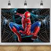 Spider-Man Red Backdrop Adventure Boy Birthday Party Decor Baby Baptism Supplies Photo Backdrop Party Scene Decor