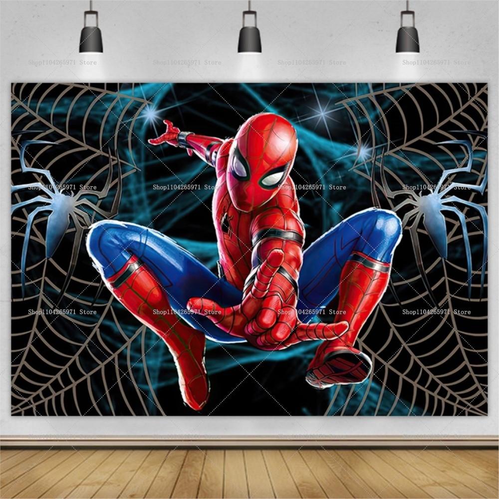 Spider-Man Red Backdrop Adventure Boy Birthday Party Decor Baby Baptism Supplies Photo Backdrop Party Scene Decor