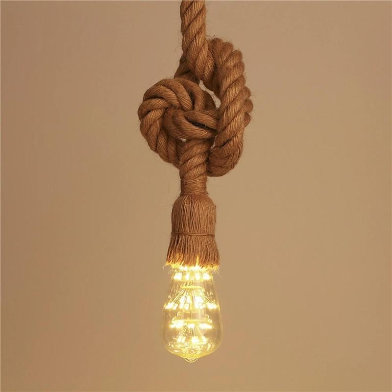 Vintage Hemp Rope Pendant Cord E27 Socket Creative Retro Lighting Accessory