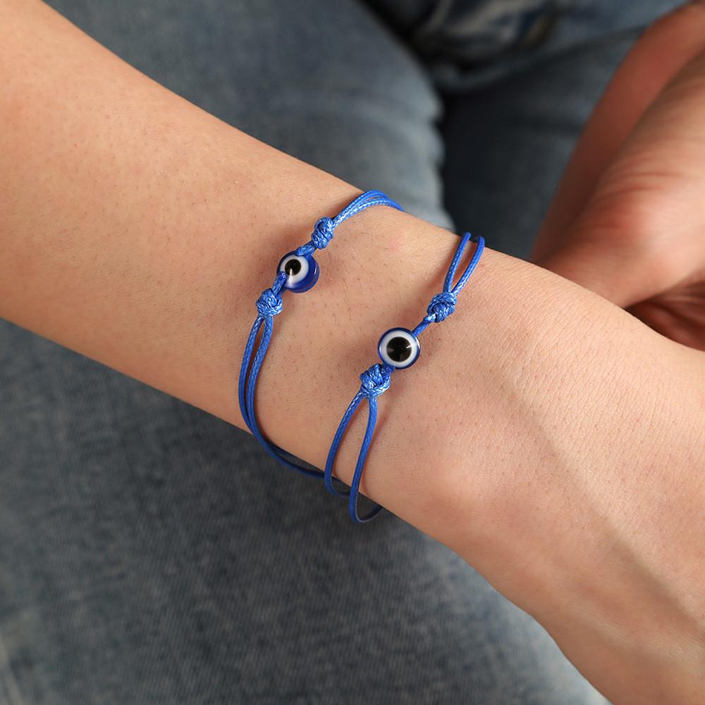 Vintage Style Evil Eye Handwoven Bracelet Set For Couples And Friends