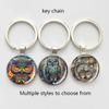 Owl Pattern Gem Keychain Pendant - Metal Charm Accessory Gift