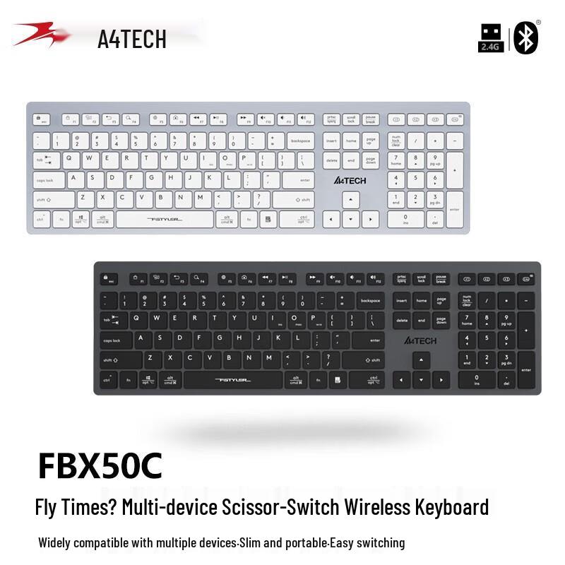 A4TECH FBX50C Wireless Quad-Mode Rechargeable Keyboard