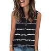 Women's Casual Fashion Summer Print Tank Top V-neck Sleeveless Button Up Top
